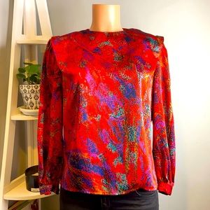 TESS abstract vintage blouse. Size 10 P